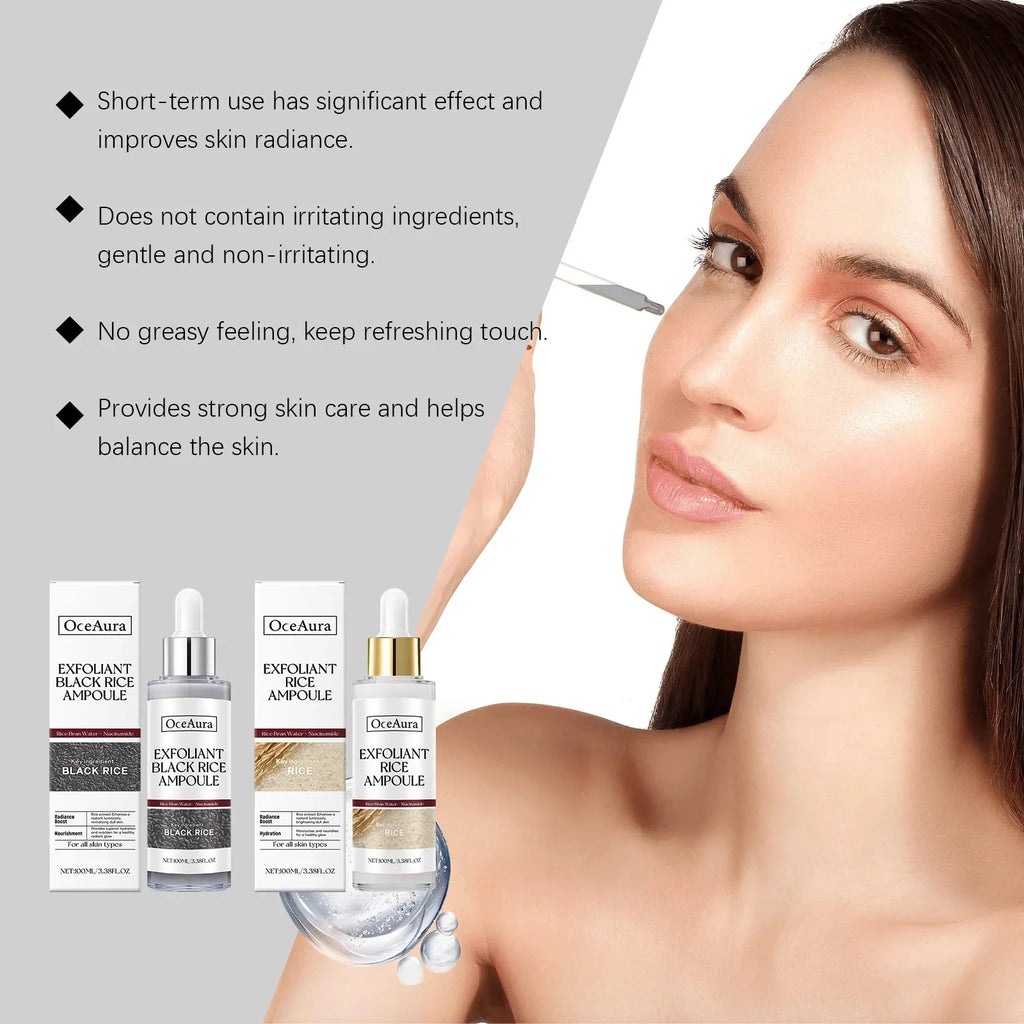 White Black Rice Exfoliating Serum Peel Shot Facial Moisturizing Soften Blackhead Removal Hydrating Shrink Pores Skin Care Korea