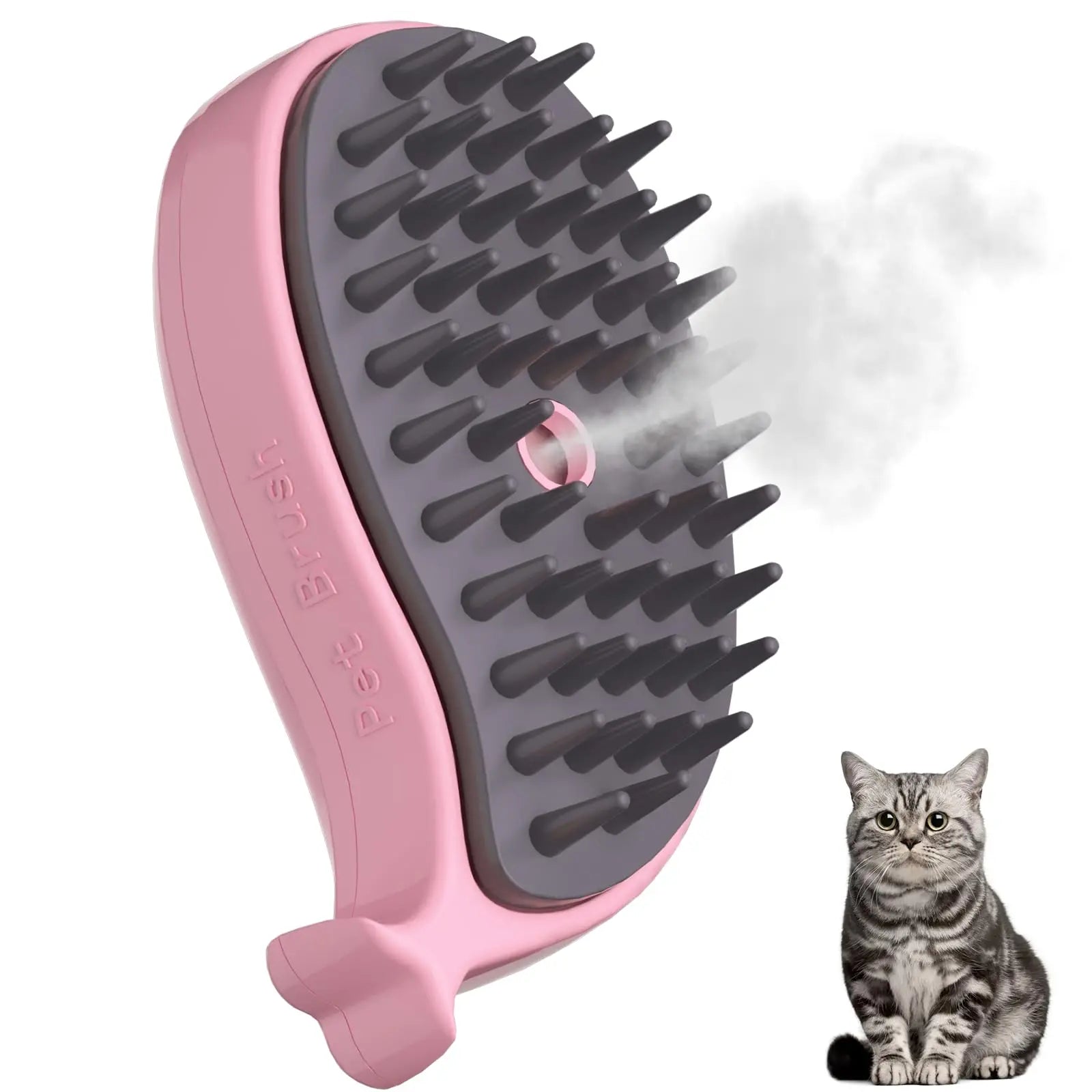 Cat Steam Brush 3 in 1 Pet Hair Grooming Tool Supply for Shedding With Soft Silicone Bristle Release Button for Short Hair Cats
