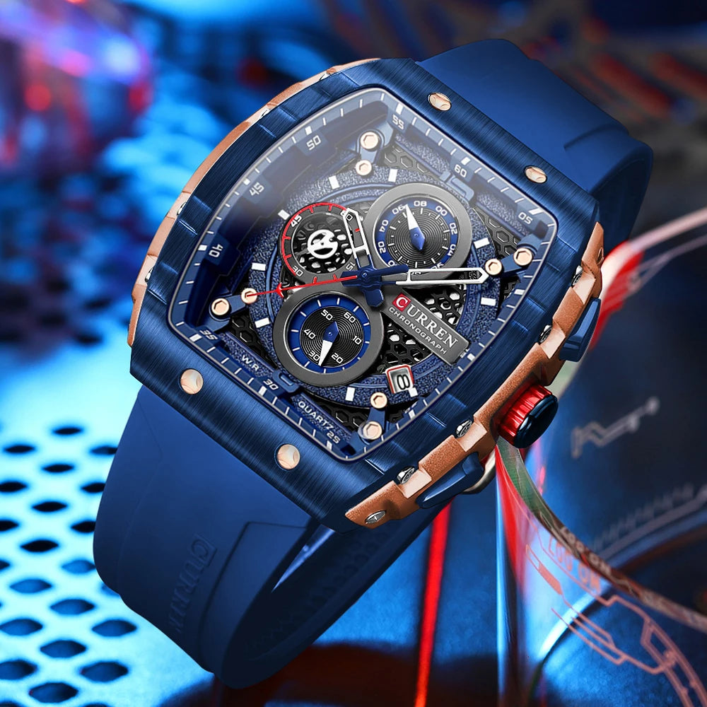 CURREN Fashion men watch brand unique square design luxury