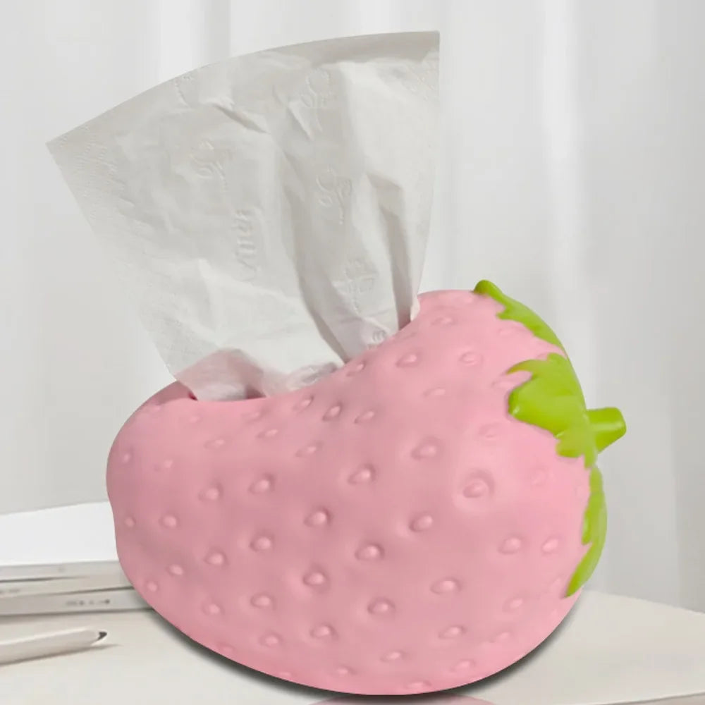 Creative Cute Strawberry Tissue Box Universal Napkins Box Plastics Paper Towel Case Bedside Table Large Capacity