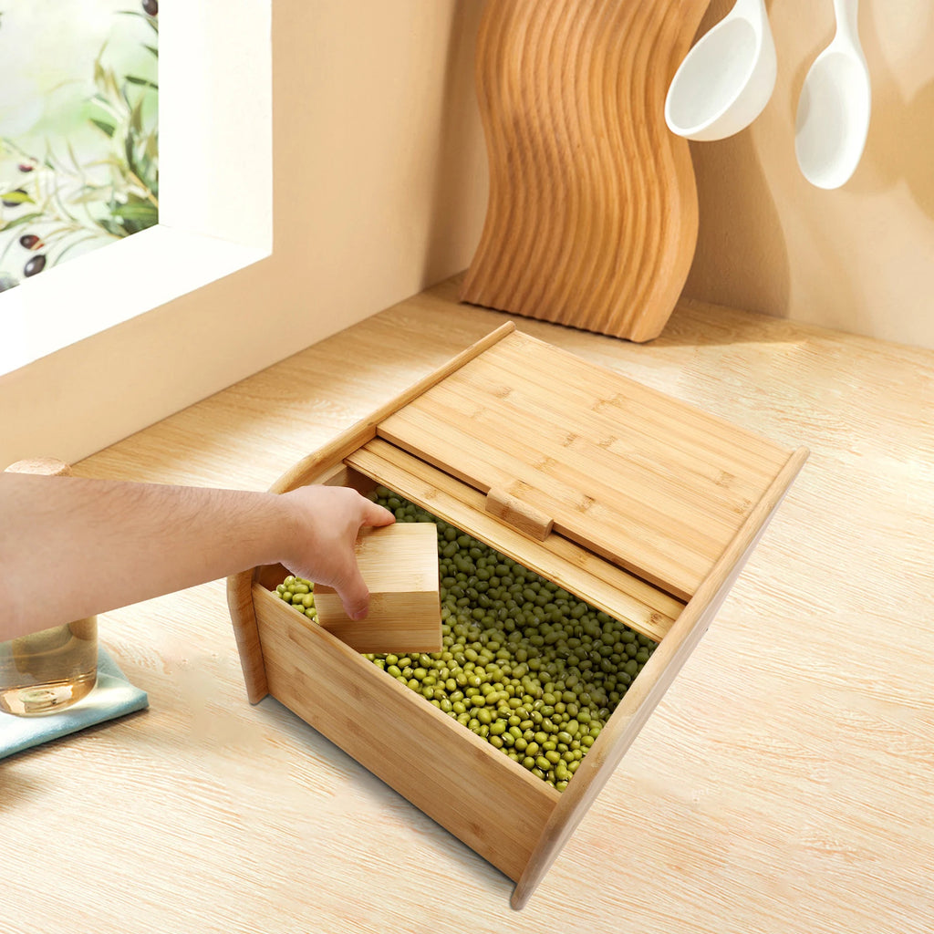 15KG Rice Storage Container Large Capacity Bamboo Food Container