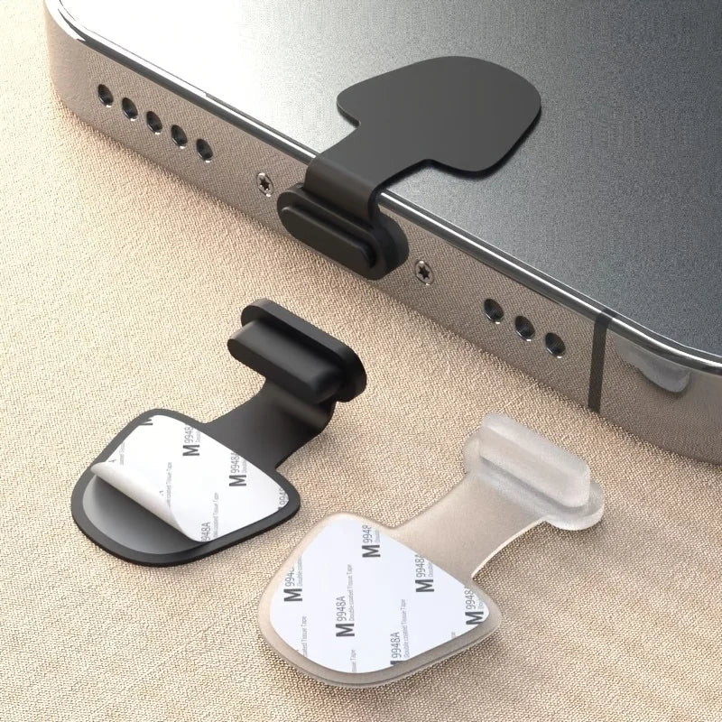2/4PCS Silicone Dust-Proof Plug Tablet Black/Transparent Universal Charger Port Protector for iPhone & Type C Android Phones