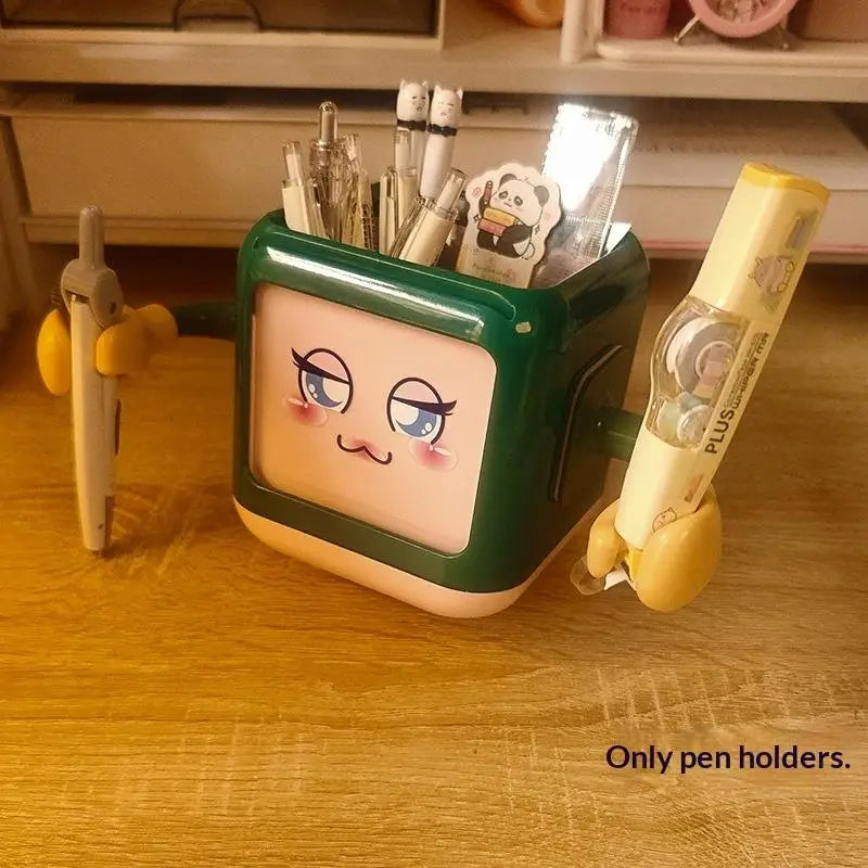 Creative Big Eyes Pencil Holder With Hook Table Stationery Storage Box Pen Holder Rack Student Children Girls Desk Organizer