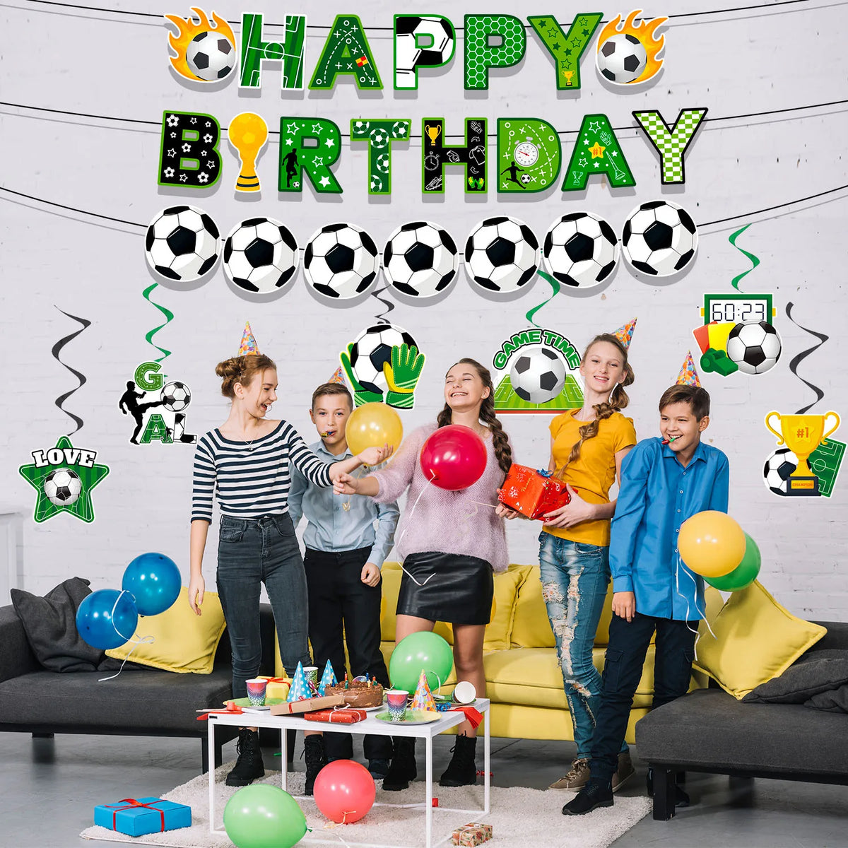 Soccer Birthday Party Decorations Set - Happy Birthday Soccer