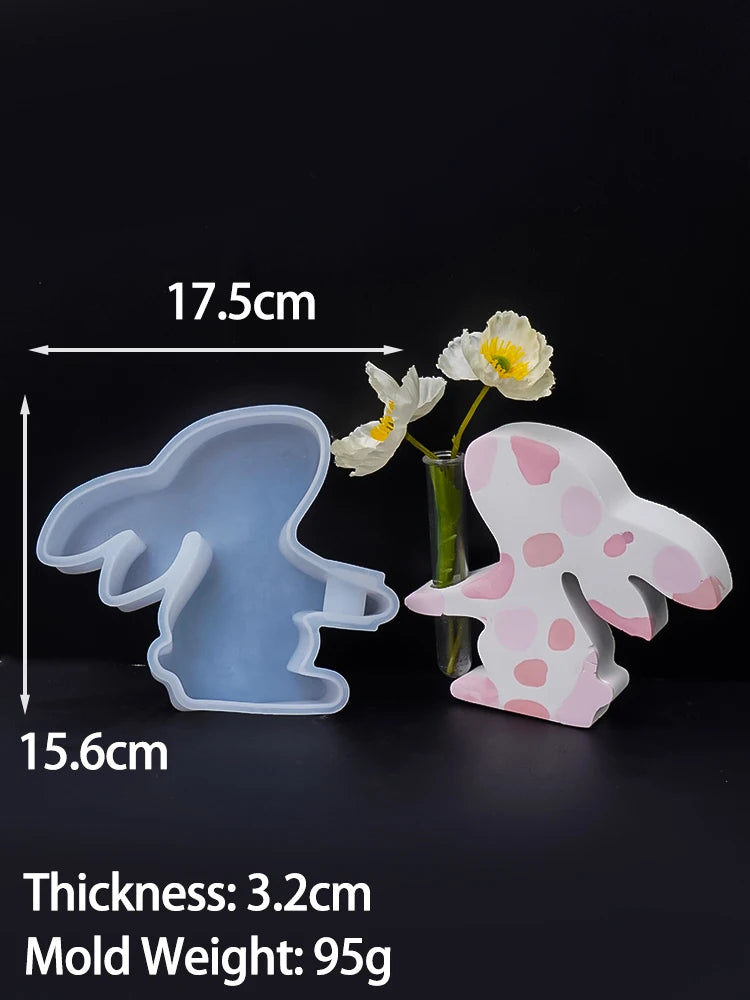 DIY Rabbit Flower Pot Silicone Mold Easter Bunny Craft Gift Hydroponics Vase Making Plaster Resin Casting Molds Home Decor