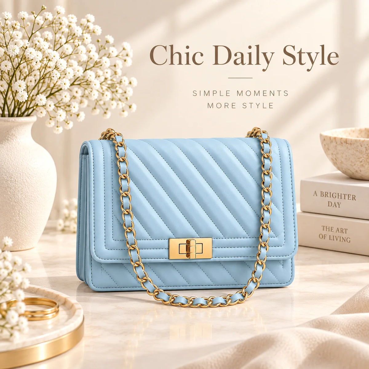 Fashionable Solid Color PU Embossed Mini Shoulder Bag Women's