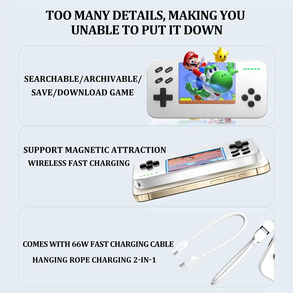 New game console with 1500 games, for Magsafe iPhone 17 16 15 14 13 12 Wireless Charger 5000mAh Power bank Phone backup battery