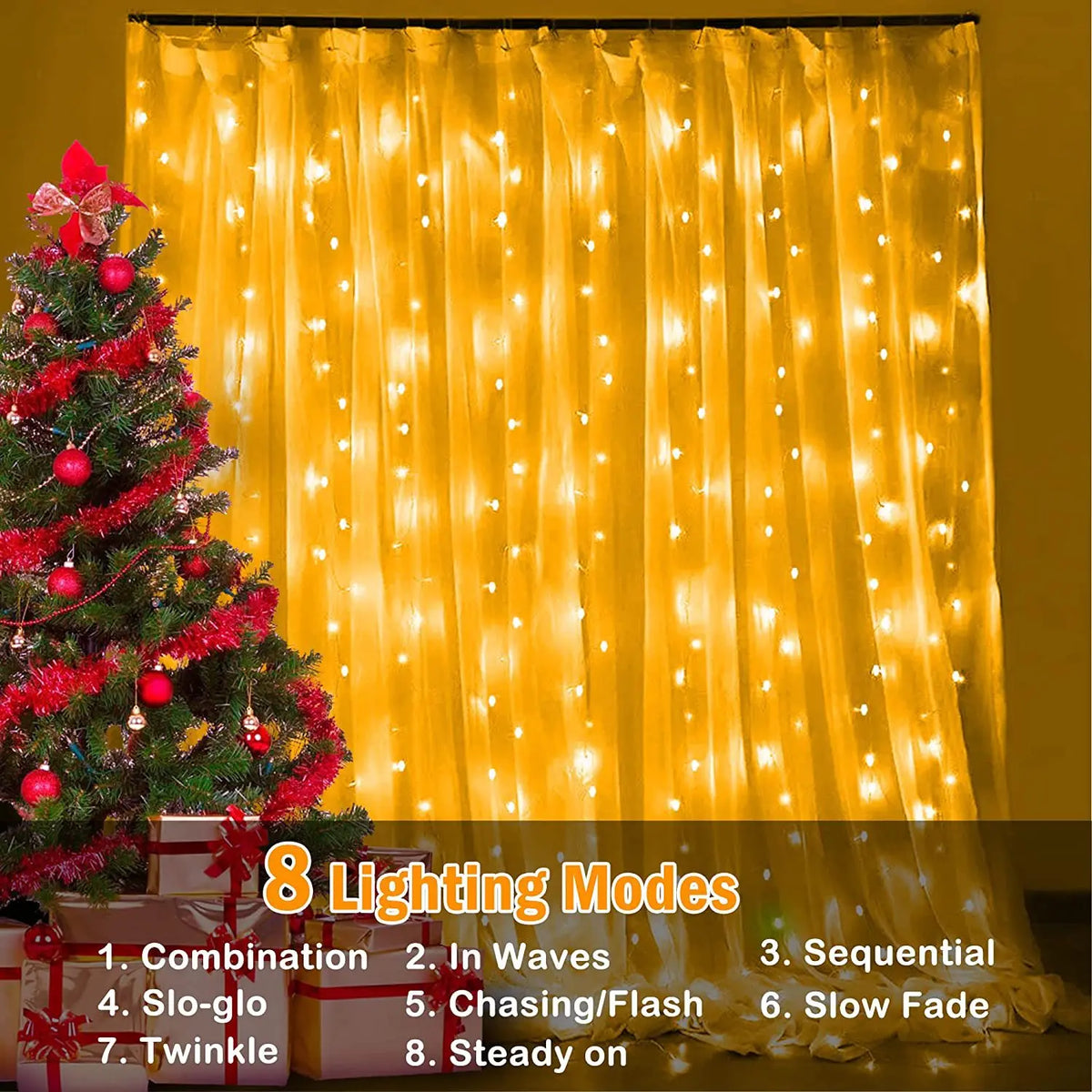 Solar LED Curtain Light Outdoor Garland Solar Fairy String