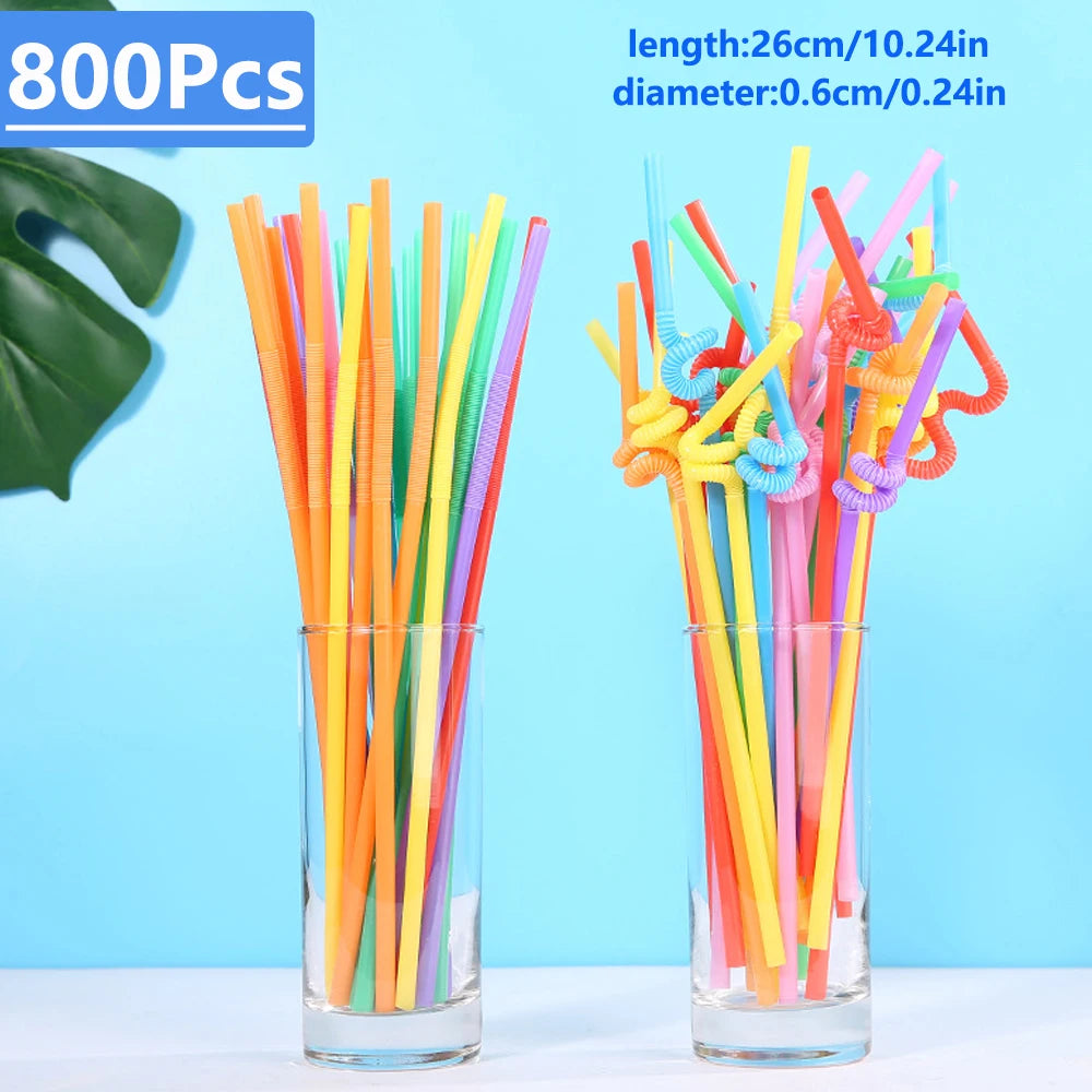 50/500/1000Pc Colorful Foldable Drinking Straws Juice Cocktail Beverage Straws for Party Bar Kitchen Accessory Wedding Wholesale
