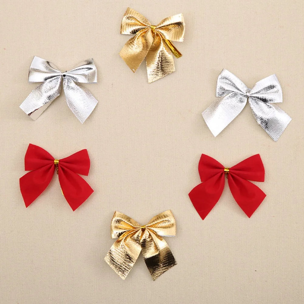1 Card 12Pcs 5.5cm Christmas Bow for Christmas Tree Christmas New Year Carnival Party Home Decoration Pendant