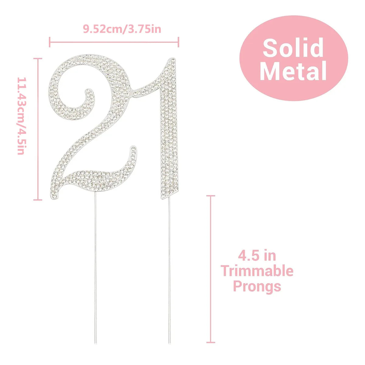 25 Cake Topper Sparkly Crystal Rhinestones Cake Topper Cake Decoration for 25th Birthday Party or or 25th Wedding Anniversary