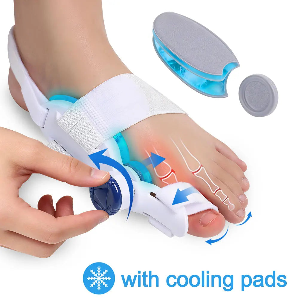 Toe Splint Bunion Corrector with Cooling Pad Adjustable Big Toe Valgus Correct Tool for Both Feet Straightening Orthopedic Thumb