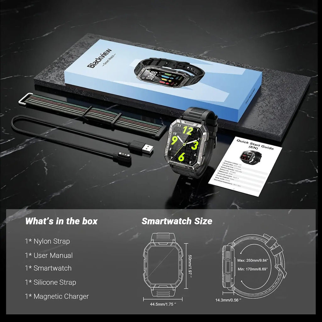 Blackview Military Smart Watch for Men with Flashlight/Compass IP68