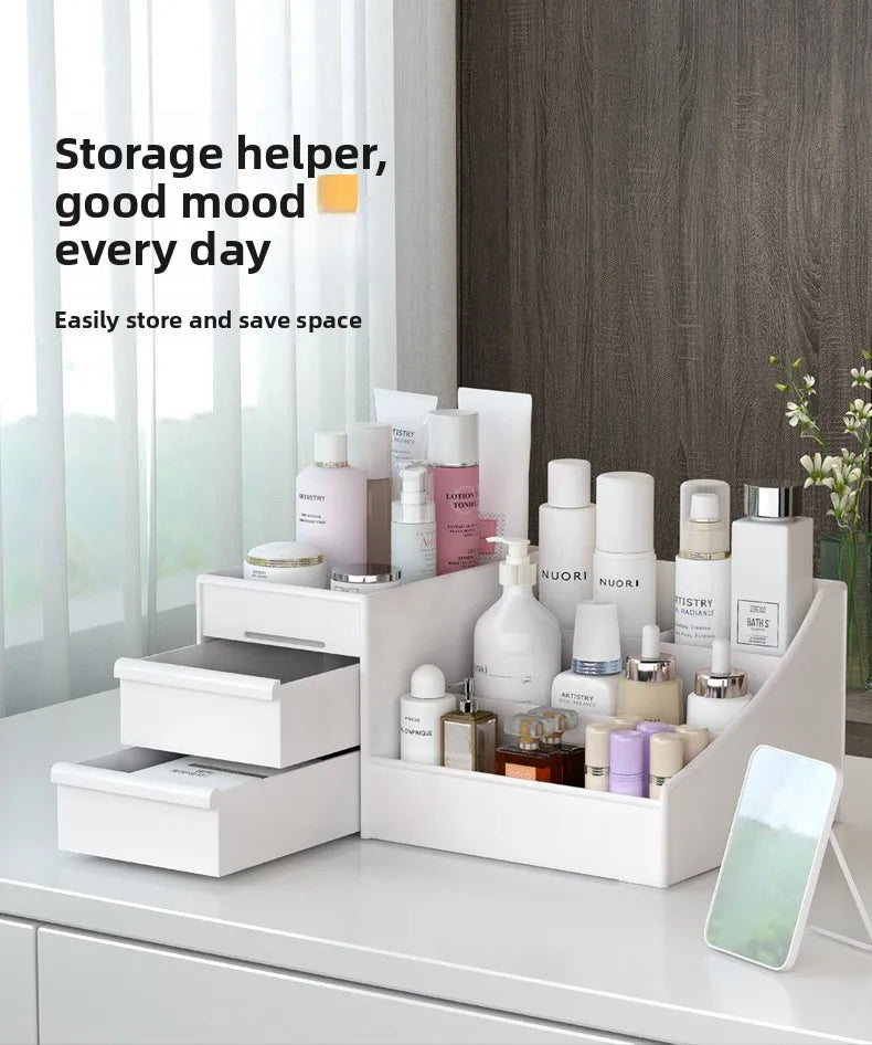 Plastic Drawer Style Makeup Storage Organizer Cosmetic Storage Box Classification Rack Bathroom Bedroom Desk Organizer