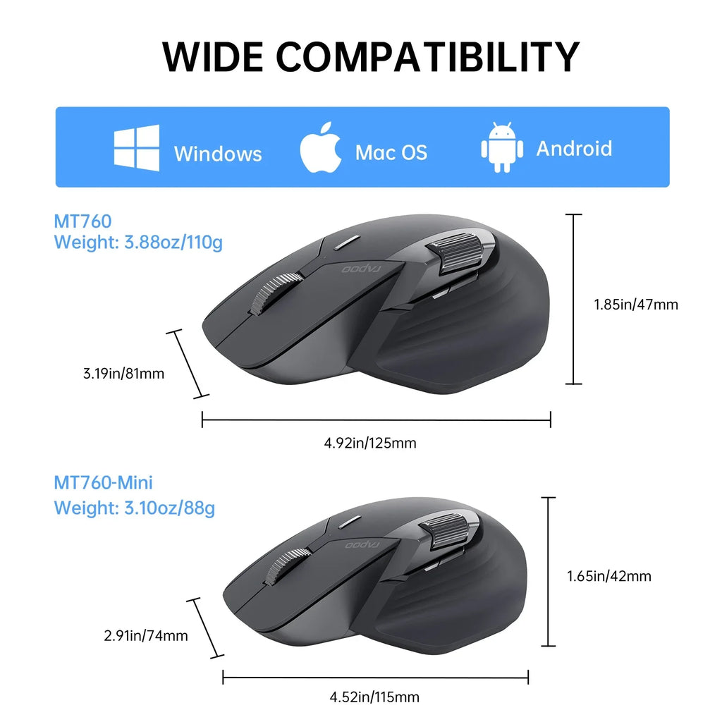 Rapoo / Multi-Mode Rechargeable Wireless Mouse Ergonomic 4000 DPI