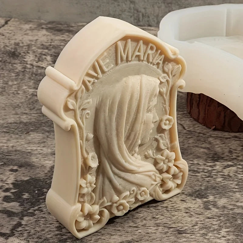 Virgin Mary Stone Tablet Silicone Candle Mold 3D Virgin Statue Resin Gypsum Making Tool DIY Handmade Soap Kit Home Decoration Gi