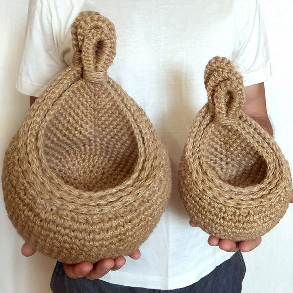 Handwoven Hanging Wall Vegetable Fruit Basket Organizer Container Decor for Kitchen Garden Mount Wall Plant Flower Onion Storage