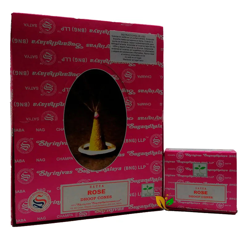 Incense Complete Boxes Satya Nag Champa Original, Goloka Agarbathi Palo Santo Reiki Cinnamon Money Lavender Rose Natural Rosemary Namaste Patchouli Tulsi Cones (Handmade in India) + Gift Burner
