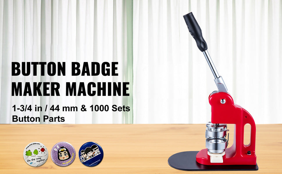 SucceBuy 25-75MM Badge Maker Machine DIYButton Pin Broochs Press Making Tool with 500 or 1000Pcs Circle Manufacture Button Parts