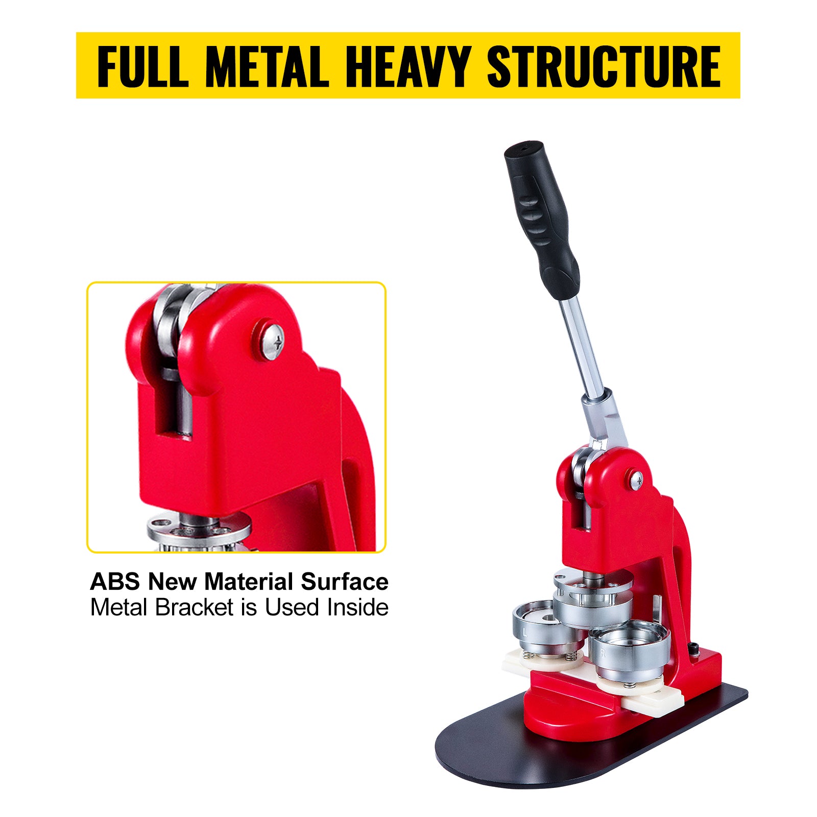 SucceBuy 25-75MM Badge Maker Machine DIYButton Pin Broochs Press Making Tool with 500 or 1000Pcs Circle Manufacture Button Parts