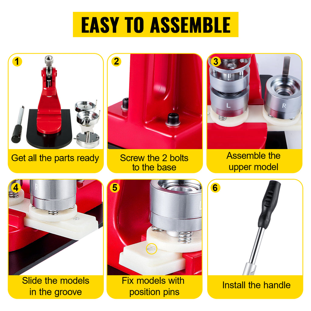 SucceBuy 25-75MM Badge Maker Machine DIYButton Pin Broochs Press Making Tool with 500 or 1000Pcs Circle Manufacture Button Parts