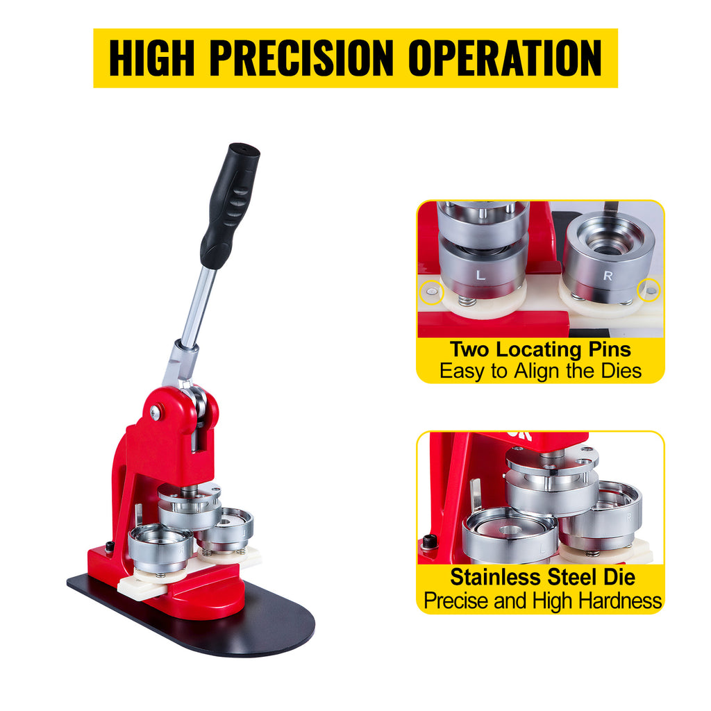 SucceBuy 25-75MM Badge Maker Machine DIYButton Pin Broochs Press Making Tool with 500 or 1000Pcs Circle Manufacture Button Parts