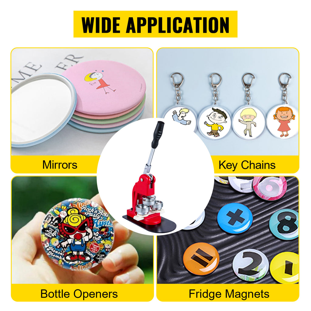 SucceBuy 25-75MM Badge Maker Machine DIYButton Pin Broochs Press Making Tool with 500 or 1000Pcs Circle Manufacture Button Parts