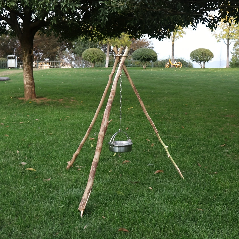 Portable Camping Gear and Equipment  Detachable Outdoor Barbecue Tripod Hanging Rack  Campfire Cooking Accessories Set